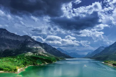 Vivid Landscape Wallpaper Nature Wallpaper 4K 2500x1666 A, Stunning, Landscape, Of, Waterton, Lakes, National, Park, Canada, Featuring, Serene, Lake, Gray, Ultrawide, Full HD