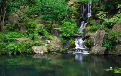 Serene Cascading Waterfall Surrounded Nature Wallpaper 4K 3840x2400 A, Serene, Hd, Wallpaper, Showcasing, Cascading, Waterfall, Surrounded, Lush, Greenery, Tranquil, Water, Gray, Brown, Ultrawide, 4k