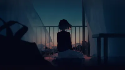 Anime Girl Sitting Balcony Dusk World Wallpaper 4K 3840x2160 Hd, Wallpaper, Featuring, An, Anime, Girl, Sitting, On, Balcony, Dusk, Gazing, Evening, Brown, Gray, Ultrawide, 4k