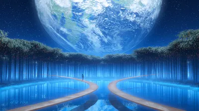 Abstract Digital Art Depicting Serene Nature Wallpaper 4K 1920x1080 Abstract, Digital, Art, Depicting, A, Serene, Blue, Forest, Winding, Path, Reflected, Still, Red, Brown, Pink, Ultrawide, Full HD