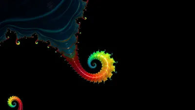 Crisp Artistic Wallpaper Black/Dark Wallpaper 4K 7680x4320 Artistic, Dark, Abstract, Black, Fractal, A, Luminous, Rainbow, Spiral, Unfurling, Deep, Orange, Brown, Ultrawide, 4k