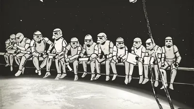 Group Stormtroopers Sits Space Railing Space Wallpaper 4K 1920x1080 A, Group, Of, Stormtroopers, Sits, On, Space, Railing, Gazing, Out, Into, Cosmos, White, Ultrawide, Full HD