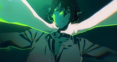 Chainsaw Man Anime Green Lit Black/Dark Wallpaper 4K 4096x2190 Chainsaw, Man, Anime, 4k, Ultra, Hd, Pc, Desktop, Green-lit, Close-up, Dark-haired, Character, White, Ultrawide