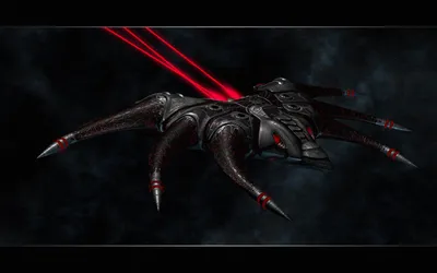 Bright Dark Wallpaper Space Wallpaper 4K 1920x1200 Dark, Sci‑fi, Spider-like, Spaceship, With, Sleek, Metallic, Limbs, Red, Laser, Beams, Hovering, Black, Ultrawide, Full HD