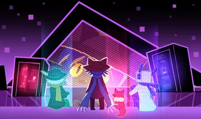 Radiant Characters Wallpaper Abstract Wallpaper 4K 2200x1311 Hd, Wallpaper, Featuring, Characters, From, The, Game, Oneshot, Set, Against, Colorful, Geometric, Black, Ultrawide, Full HD