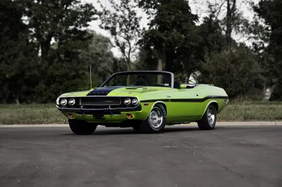Moody Green Wallpaper Cars Wallpaper 4K 4096x2734 A, Green, Dodge, Challenger, Rt, Muscle, Car, Convertible, Parked, Pavement, Trees, Captured, White, Landscape, 4k
