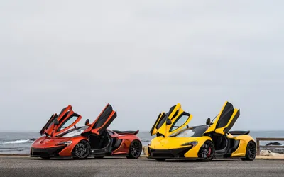 Two Mclaren Supercars Nature Wallpaper 4K 2048x1280 Two, Mclaren, P1, Supercars, One, Orange, And, Yellow, Butterfly, Doors, Open, Parked, White, Ultrawide, Full HD