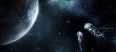 Dreamy Jellyfish Wallpaper Space Wallpaper 4K 5900x2629 Jellyfish, Among, The, Stars, By, Willgard, Krause, Brown, Gray, White, Ultrawide, 4k