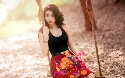 Bold Asian Wallpaper Black/Dark Wallpaper 4K 2560x1600 Hd, Desktop, Wallpaper, Featuring, An, Asian, Woman, In, Black, Top, Red, Skirt, White, Ultrawide, QHD