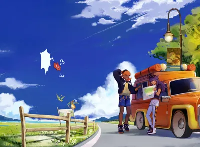 Bold Anime Wallpaper Nature Wallpaper 4K 3796x2780 Anime-style, Hd, Desktop, Wallpaper, Featuring, Pokémon, Leon, And, Pok, Mon, Raihan, Road, Red, Brown, Landscape, QHD