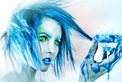 Crisp Artistic Wallpaper Abstract Wallpaper 4K 2319x1546 Hd, Desktop, Wallpaper, Featuring, An, Artistic, Portrayal, Of, Woman, Vivid, Blue, Hair, White, Landscape, Full HD