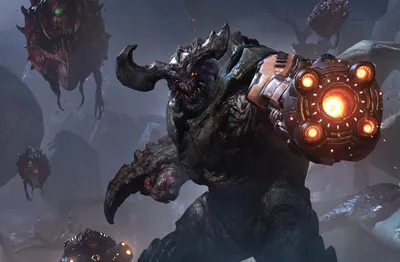 Calm Cyberdemon Wallpaper Games Wallpaper 4K 2441x1601 Hd, Pc, Desktop, Wallpaper, Featuring, The, Cyberdemon, From, Doom, 2016, Dark, Horned, Gray, Teal, Ultrawide, Full HD