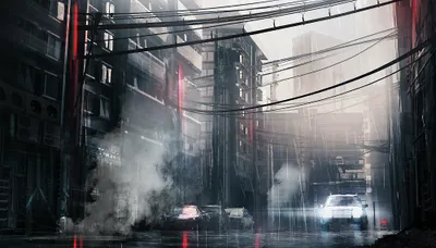 Anime Cityscape Rain Cars Wet World Wallpaper 4K 2000x1143 Anime-style, Cityscape, In, Rain, With, Cars, On, Wet, Streets, Featuring, Neon, Lights, White, Gray, Ultrawide, Full HD