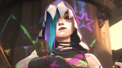 Vibrant Jinx Show Arcane Her Abstract Wallpaper 4K 3840x2160 Vibrant, 4k, Ultra, Hd, Wallpaper, Featuring, Jinx, From, Show, Arcane, Showcasing, Her, White, Ultrawide