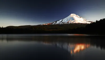Snow Capped Mountain Nature Wallpaper 4K 5000x2852 Snow-capped, Mountain, Peak, Reflected, In, Calm, Lake, Waters, Under, Clear, Twilight, Sky, Brown, Orange, Gray, Ultrawide, 4k