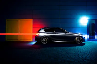 Moody Silver Wallpaper Cars Wallpaper 4K 4096x2734 A, Silver, Bmw, 1, Series, Compact, Car, Parked, Night, Against, Modern, Industrial, Red, Brown, Landscape, 4k