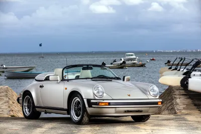 Calm White Wallpaper Cars Wallpaper 4K 4096x2731 White, Porsche, 911, Carrera, Convertible, Parked, Near, A, Marina, Boats, Captured, Ultra, Gray, Landscape, 4k