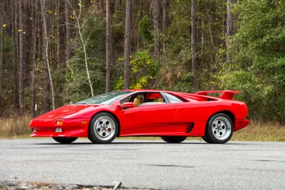 Red Diablo Supercar Cars Wallpaper 4K 3600x2403 A, Red, Lamborghini, Diablo, Supercar, Parked, On, Road, Surrounded, Tall, Trees, Captured, White, Landscape, QHD