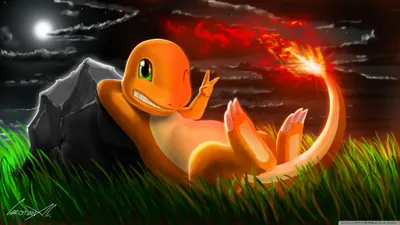 Sleek Anime Wallpaper Nature Wallpaper 4K 2560x1440 Hd, Desktop, Wallpaper, Featuring, An, Anime-style, Charmander, From, Pok, Mon, Relaxing, Against, Brown, Orange, Ultrawide, QHD