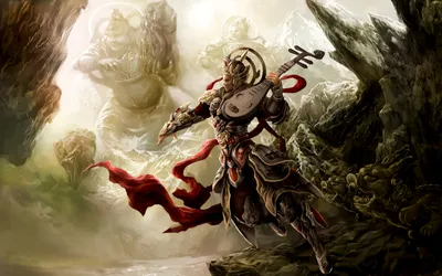 Fantasy Oriental Warrior Fantasy Wallpaper 4K 2560x1600 Hd, Fantasy, Oriental, Wallpaper, Featuring, A, Warrior, In, Elaborate, Armor, Holding, Stringed, White, Ultrawide, QHD