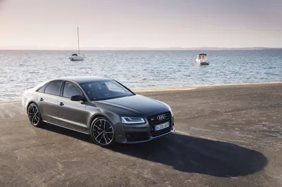 Sleek Silver Near Cars Wallpaper 4K 4096x2732 A, Sleek, Silver, Audi, A8, Parked, Near, The, Water, Boats, Creates, Stunning, White, Landscape, 4k