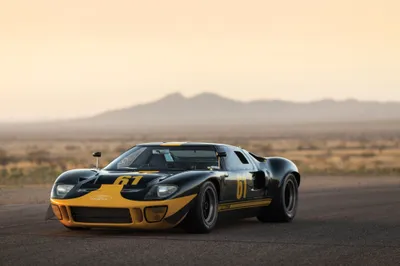 Black Gt40 Mans Supercar Nature Wallpaper 4K 4000x2667 Black, Ford, Gt40, Le, Mans, Supercar, With, Yellow, Accents, Parked, Desert, Road, White, Landscape, 4k