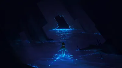 Dark Fantasy Cave Fantasy Wallpaper 4K 1920x1080 A, Dark, Fantasy, Cave, Bathed, In, Blue, Light, Water, Reflecting, Glowing, Patterns, Black, Ultrawide, Full HD