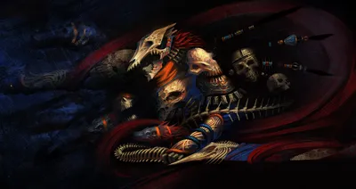 Bold Dark Wallpaper Black/Dark Wallpaper 4K 2227x1181 Dark, Fantasy, Hd, Pc, Wallpaper, Featuring, A, Colorful, Armored, Warrior, Skull, Motifs, Brown, Ultrawide, Full HD