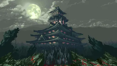 Pixel Art Depicting Space Wallpaper 4K 1920x1080 Hd, Pixel, Art, Desktop, Wallpaper, Depicting, A, Dark, Mystical, Castle, Under, Full, Gray, Ultrawide, Full HD