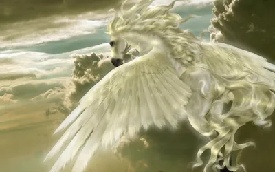 Majestic White Pegasus Soars Dreamy Nature Wallpaper 4K 2560x1600 A, Majestic, White, Pegasus, Soars, Through, Dreamy, Sky, Flowing, Mane, Wings, Illuminated, Gray, Ultrawide, QHD