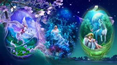 Epic Vibrant Wallpaper Fantasy Wallpaper 4K 1772x979 A, Vibrant, Fantasy, Scene, Featuring, Celestial, Elements, Including, Ethereal, Figures, Unicorns, Blooming, Gray, Brown, Ultrawide