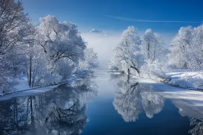 Winter Lake Kochel Bavaria Snow Nature Wallpaper 4K 2500x1667 Winter, Scene, Of, Lake, Kochel, In, Bavaria, With, Snow-covered, Trees, Reflecting, Calm, Gray, Pink, Landscape, Full HD