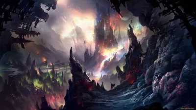 Vivid Fantasy Landscape Dramatic Fantasy Wallpaper 4K 1920x1080 A, Vivid, Fantasy, Landscape, Featuring, Dramatic, Mountains, And, Towering, Castle, Illuminated, Colorful, Gray, Ultrawide, Full HD