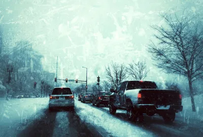 Bright Winter Wallpaper Nature Wallpaper 4K 2794x1892 Winter, Traffic, On, A, Snowy, Road, With, Cars, Stopped, Red, Light, Captured, White, Landscape, QHD