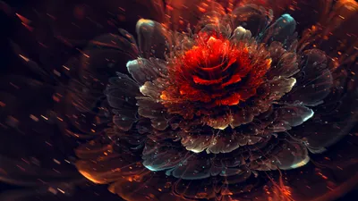 Bright Vibrant Wallpaper Black/Dark Wallpaper 4K 1920x1080 Hd, Pc, Desktop, Wallpaper, Featuring, A, Vibrant, Abstract, Fractal, Flower, Glowing, Red, Brown, Ultrawide, Full HD