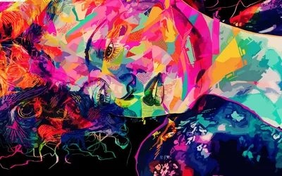 Vibrant Colorful Digital Abstract Wallpaper 4K 1920x1200 A, Vibrant, Colorful, Digital, Artwork, Of, Woman, Abstract, Artistic, Brushstrokes, Desktop, Orange, Purple, Green, Ultrawide, Full HD