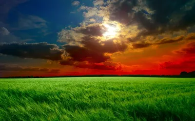 Bold Vivid Wallpaper Nature Wallpaper 4K 2880x1800 A, Vivid, Sunset, Over, Lush, Green, Fields, With, Dramatic, Clouds, Illuminating, Sky, White, Pink, Red, Ultrawide, QHD