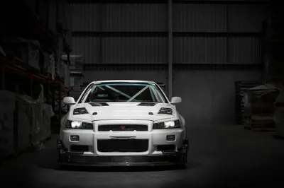 Bright Front Wallpaper World Wallpaper 4K 2048x1365 Front, View, Of, A, White, Nissan, Skyline, Gt-r, Parked, Dimly, Lit, Garage, Gray, Ultrawide, Full HD