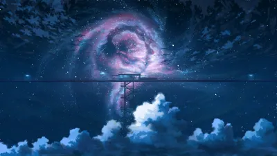 Anime Spiral Galaxy Night Sky Nature Wallpaper 4K 1920x1080 Hd, Anime-style, Wallpaper, Featuring, A, Spiral, Galaxy, In, Night, Sky, Above, Silhouette, Brown, Gray, Ultrawide, Full HD