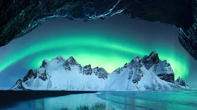 Mountain Night Nature Aurora Borealis Nature Wallpaper 4K 5120x2880 Mountain, Night, Nature, Aurora, Borealis, Vestrahorn, Hd, Desktop, Gray, Pink, Ultrawide, 4k
