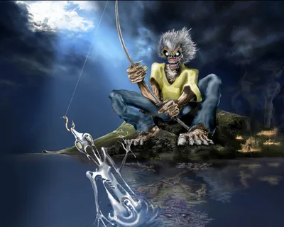 Iron Maiden Themed Animals Wallpaper 4K 5200x4160 A, Striking, Iron, Maiden-themed, 4k, Ultra, Hd, Wallpaper, Featuring, Fierce, Character, Fishing, White, Brown, Square