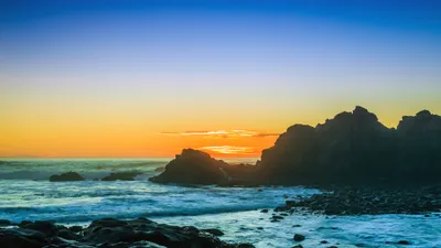 Breathtaking Sunset Rocky Nature Wallpaper 4K 3840x2160 A, Breathtaking, Sunset, Over, Rocky, Coastline, With, Vibrant, Colors, Blending, Into, Sky, White, Red, Gray, Ultrawide, 4k