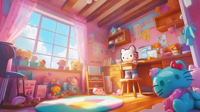 Animated Hello Kitty Abstract Wallpaper 4K 2912x1632 Hd, Animated, Wallpaper, Featuring, Hello, Kitty, In, A, Cozy, Sunlit, Room, Filled, White, Ultrawide, QHD