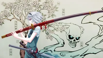 Youmu Konpaku Touhou Her Katana Abstract Wallpaper 4K 1920x1080 Hd, Wallpaper, Featuring, Youmu, Konpaku, From, Touhou, Depicted, Her, Katana, Against, Backdrop, White, Ultrawide, Full HD