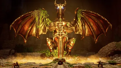 Crisp Split Wallpaper Fantasy Wallpaper 4K 2850x1604 Split, Fiction, Fantasy, Adventure, Video, Game, 2k, Quad, Desktop, Towering, Golden, Dragon-sword, Black, Brown, Ultrawide, QHD