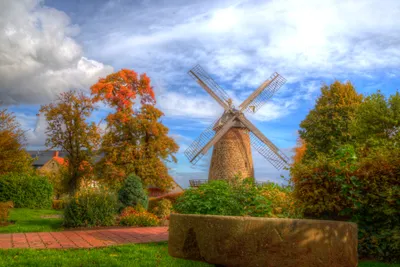 Hdr Traditional Man Windmill Surrounded Nature Wallpaper 4K 4500x3000 Hdr, 4k, Ultra, Hd, Image, Of, A, Traditional, Man-made, Windmill, Surrounded, Vibrant, White, Landscape