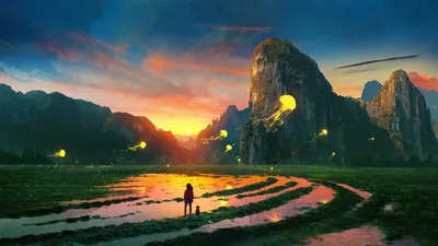 Quad Fantasy Landscape Child Nature Wallpaper 4K 2560x1440 2k, Quad, Hd, Pc, Desktop, Wallpaper, And, Background, Fantasy, Landscape, Child, Dog, Brown, Gray, Ultrawide, QHD