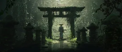 Fantasy Depicting Samurai Warrior Standing Fantasy Wallpaper 4K 2500x1081 Hd, Fantasy, Wallpaper, Depicting, A, Samurai, Warrior, Standing, Front, Overgrown, Oriental, Shrine, Gray, Ultrawide, Full HD