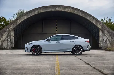 Sleek M235 Gran Coupe Front Cars Wallpaper 4K 4961x3307 A, Sleek, Bmw, M235, Gran, Coupe, Parked, In, Front, Large, Curved, Concrete, Gray, White, Ultrawide, 4k