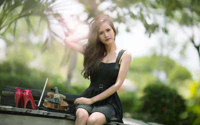 Woman Model Black Black/Dark Wallpaper 4K 2560x1600 Hd, Desktop, Wallpaper:, Showing, A, Woman, Model, In, Black, Dress, Sitting, Outdoors, White, Ultrawide, QHD